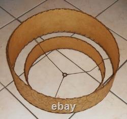 Mid Century Modern Spun Fiber LARGE Double Tier Lampshade withGold MCM