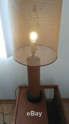 Mid Century Modern Table Lamp Danish Shades Teak Wood Slats Hans Wegner Vintage