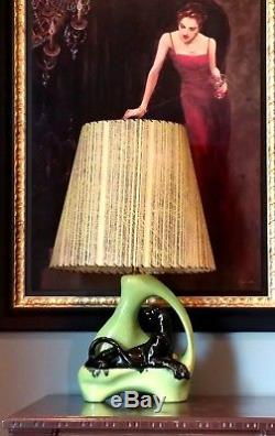 Mid Century Modern Vintage 1950's, Panther table TV Lamp+shadeSpectacular cond