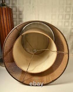 Mid Century Modern Vintage Gruvwood Table Lamp Basket Weave Double Shade c1964