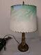 Mid Century Modern Vintage Lamp With Watercolor Swirled Fiberglass Shade Atomic