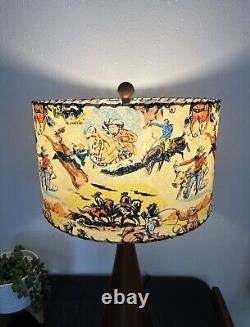 Mid Century Modern Vintage Style Fiberglass Lamp Shade Cowboy Horse Rodeo 13