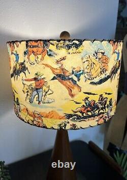 Mid Century Modern Vintage Style Fiberglass Lamp Shade Cowboy Horse Rodeo 13