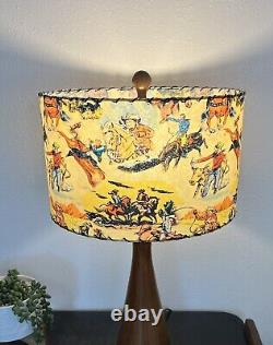 Mid Century Modern Vintage Style Fiberglass Lamp Shade Cowboy Horse Rodeo 13