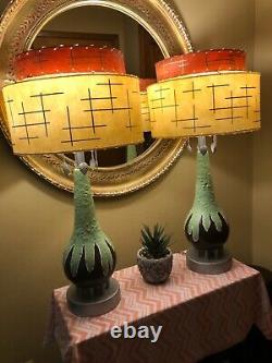 Mid-Century ModernTeardrop Lamps with Two-Tiered Fiberglass Shades