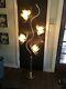 Mid Century/vtg Tall Lotus Flower Lamp White & Brass Metal, 4 Glass Shades