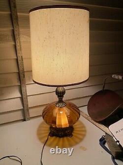 Vintage Hollywood regency amber light fixture