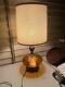 Mid Century Vintage Hollywood Regency Amber Optic Ufo Globe Table Lamp No Shade