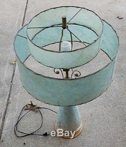 Mid Century Vintage Style 2 Tier Fiberglass Lamp Shade Atomic Turquoise