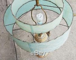 Mid Century Vintage Style 2 Tier Fiberglass Lamp Shade Atomic Turquoise