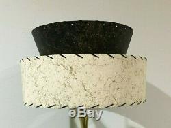 Mid Century Vintage Style 2 Tier Fiberglass Lamp Shade Modern Atomic BLK Ivory