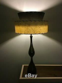 Mid Century Vintage Style 2 Tier Fiberglass Lamp Shade Modern Atomic BLK Ivory