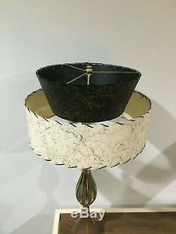 Mid Century Vintage Style 2 Tier Fiberglass Lamp Shade Modern Atomic BLK Ivory