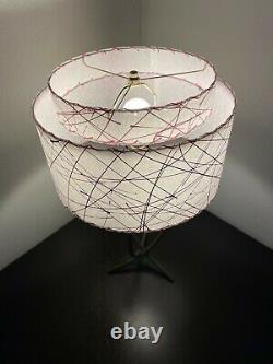 Mid Century Vintage Style 2 Tier Fiberglass Lamp Shade Modern Retro Pink White
