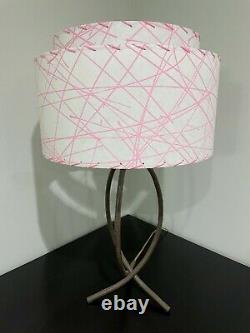 Mid Century Vintage Style 2 Tier Fiberglass Lamp Shade Modern Retro Pink White