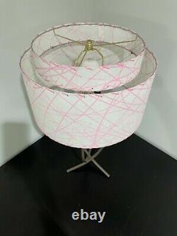Mid Century Vintage Style 2 Tier Fiberglass Lamp Shade Modern Retro Pink White