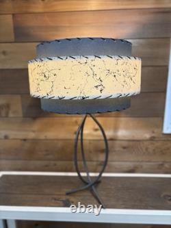 Mid Century Vintage Style 3 Tier Fiberglass Lamp Shade Gray/Ivory Black Spatter