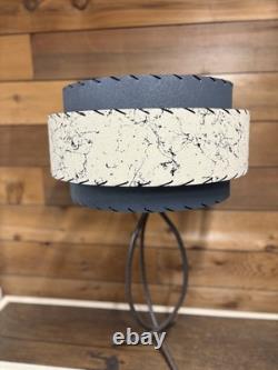 Mid Century Vintage Style 3 Tier Fiberglass Lamp Shade Gray/Ivory Black Spatter