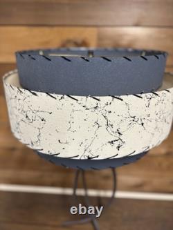 Mid Century Vintage Style 3 Tier Fiberglass Lamp Shade Gray/Ivory Black Spatter