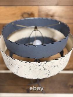 Mid Century Vintage Style 3 Tier Fiberglass Lamp Shade Gray/Ivory Black Spatter