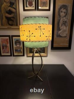 Mid Century Vintage Style 3 Tier Fiberglass Lamp Shade Green/Ivory Starburst