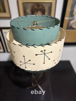 Mid Century Vintage Style 3 Tier Fiberglass Lamp Shade Green/Ivory Starburst