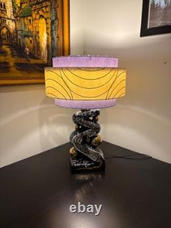 Mid Century Vintage Style 3 Tier Fiberglass Lamp Shade Lavender / Ivory / Gold
