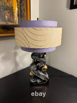 Mid Century Vintage Style 3 Tier Fiberglass Lamp Shade Lavender / Ivory / Gold