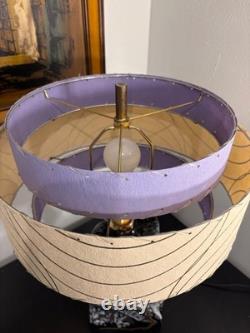 Mid Century Vintage Style 3 Tier Fiberglass Lamp Shade Lavender / Ivory / Gold
