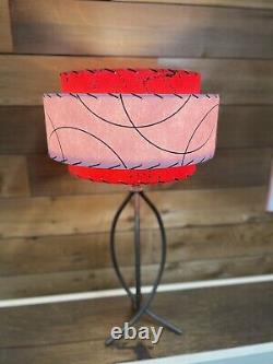 Mid Century Vintage Style 3 Tier Fiberglass Lamp Shade Modern Atomic Red Pink