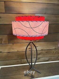 Mid Century Vintage Style 3 Tier Fiberglass Lamp Shade Modern Atomic Red Pink