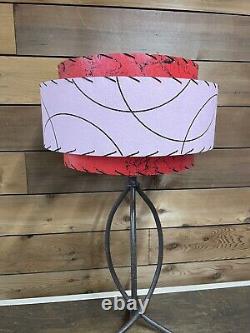 Mid Century Vintage Style 3 Tier Fiberglass Lamp Shade Modern Atomic Red Pink