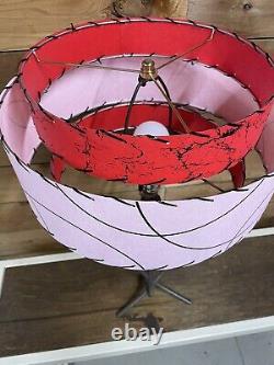 Mid Century Vintage Style 3 Tier Fiberglass Lamp Shade Modern Atomic Red Pink