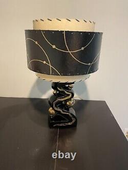 Mid Century Vintage Style 3 Tier Fiberglass Lamp Shade Modern Atomic Retro Blk G
