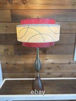 Mid Century Vintage Style 3 Tier Fiberglass Lamp Shade Modern Burgundy Ivory