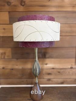 Mid Century Vintage Style 3 Tier Fiberglass Lamp Shade Modern Burgundy Ivory Mid Century Vintage Style 3 Tier Fiberglass Lamp Shade Modern Burgundy Ivory
