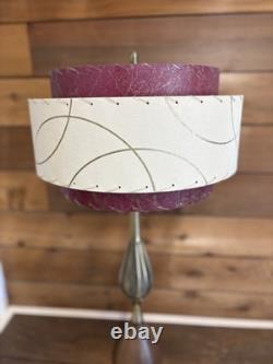 Mid Century Vintage Style 3 Tier Fiberglass Lamp Shade Modern Burgundy Ivory