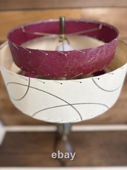 Mid Century Vintage Style 3 Tier Fiberglass Lamp Shade Modern Burgundy Ivory