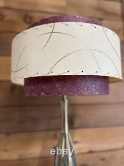 Mid Century Vintage Style 3 Tier Fiberglass Lamp Shade Modern Burgundy Ivory