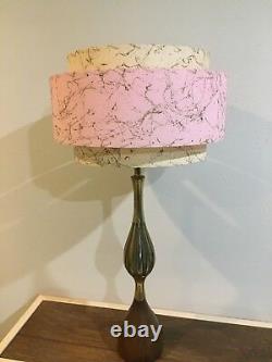 Mid Century Vintage Style 3 Tier Fiberglass Lamp Shade Modern Pink Ivory