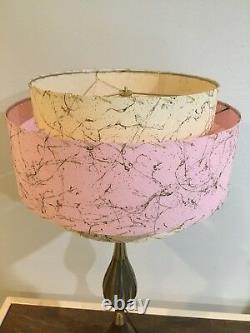 Mid Century Vintage Style 3 Tier Fiberglass Lamp Shade Modern Pink Ivory