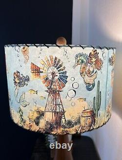 Mid Century Vintage Style Fiberglass Lamp Shade Mermaid Cowgirl MCM Horse Kitsch