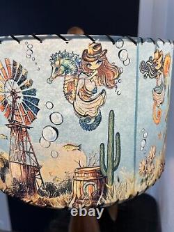 Mid Century Vintage Style Fiberglass Lamp Shade Mermaid Cowgirl MCM Horse Kitsch