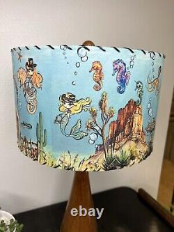 Mid Century Vintage Style Fiberglass Lamp Shade Mermaid Cowgirl MCM Horse Kitsch