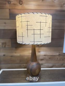 Mid Century Vintage Style Fiberglass Lamp Shade Modern Atomic Ivory Black