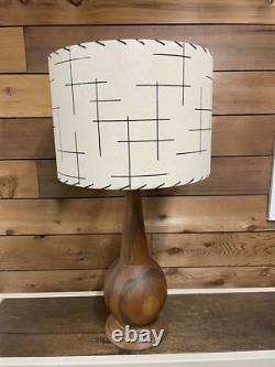 Mid Century Vintage Style Fiberglass Lamp Shade Modern Atomic Ivory Black