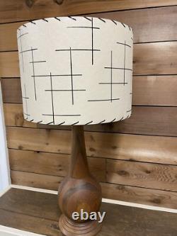 Mid Century Vintage Style Fiberglass Lamp Shade Modern Atomic Ivory Black