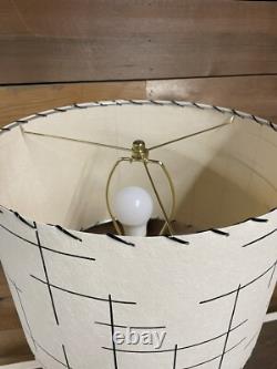 Mid Century Vintage Style Fiberglass Lamp Shade Modern Atomic Ivory Black