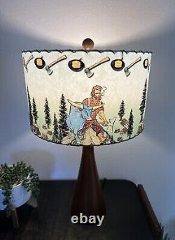 Mid Century Vintage Style Fiberglass Lamp Shade Paul Bunyan & Babe Lumberjack