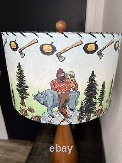Mid Century Vintage Style Fiberglass Lamp Shade Paul Bunyan & Babe Lumberjack